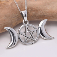 Silver Triple Moon Pentagram Pendant