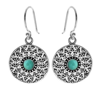 Silver and Turquoise Atzec Style Earrings